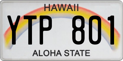 HI license plate YTP801