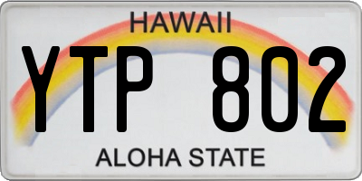 HI license plate YTP802
