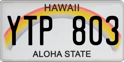 HI license plate YTP803