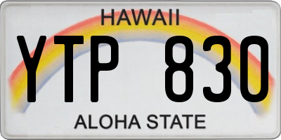 HI license plate YTP830