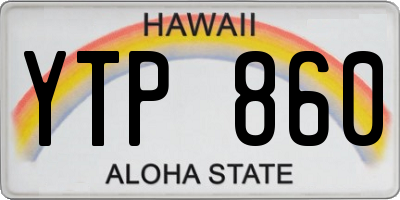 HI license plate YTP860