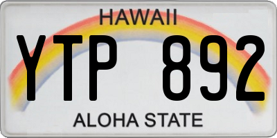 HI license plate YTP892