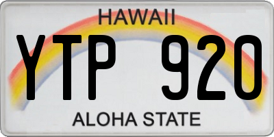 HI license plate YTP920