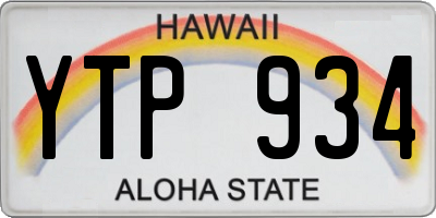 HI license plate YTP934