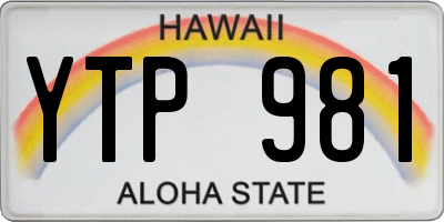 HI license plate YTP981