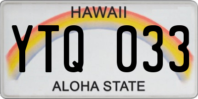 HI license plate YTQ033