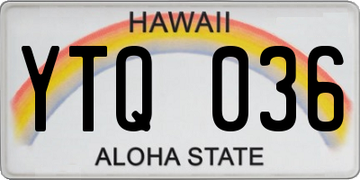 HI license plate YTQ036