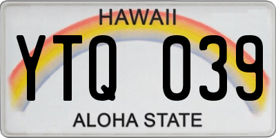 HI license plate YTQ039