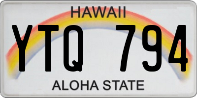 HI license plate YTQ794