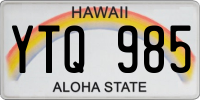 HI license plate YTQ985