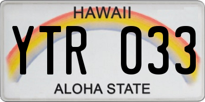 HI license plate YTR033