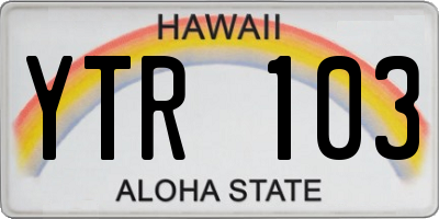 HI license plate YTR103