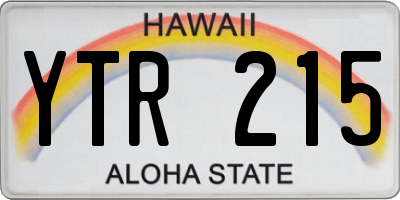 HI license plate YTR215