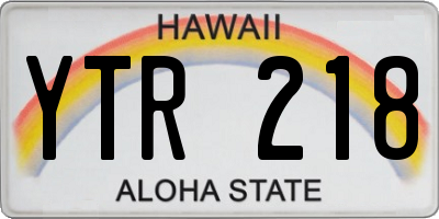 HI license plate YTR218