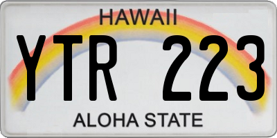 HI license plate YTR223