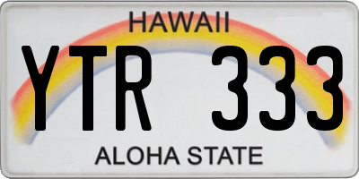 HI license plate YTR333