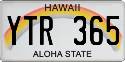HI license plate YTR365