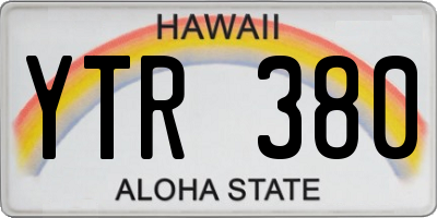 HI license plate YTR380