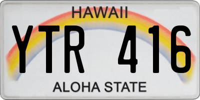 HI license plate YTR416