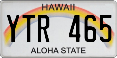 HI license plate YTR465
