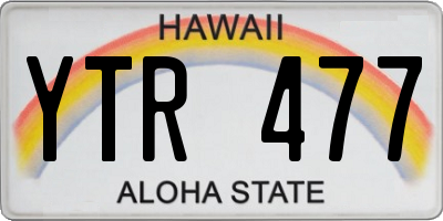 HI license plate YTR477