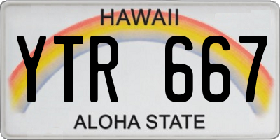HI license plate YTR667