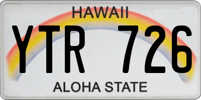 HI license plate YTR726