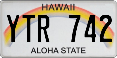 HI license plate YTR742