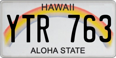 HI license plate YTR763