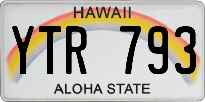 HI license plate YTR793