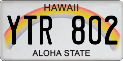 HI license plate YTR802