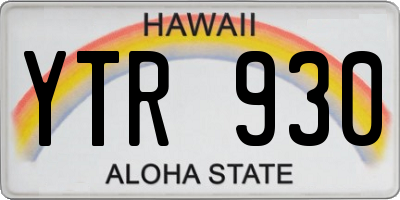 HI license plate YTR930