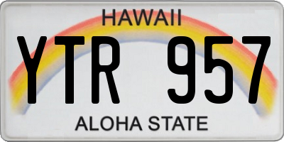 HI license plate YTR957