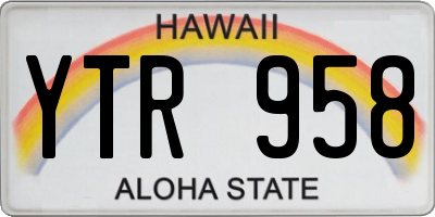 HI license plate YTR958
