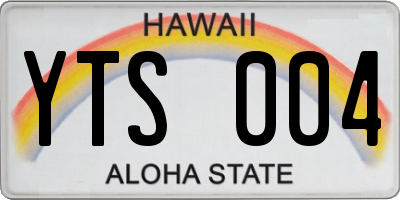 HI license plate YTS004