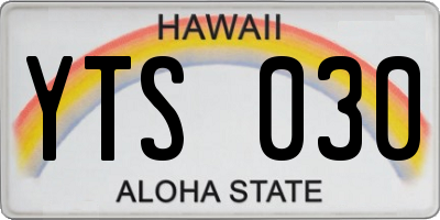 HI license plate YTS030
