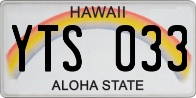 HI license plate YTS033