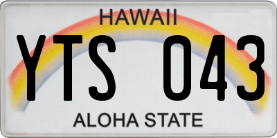 HI license plate YTS043