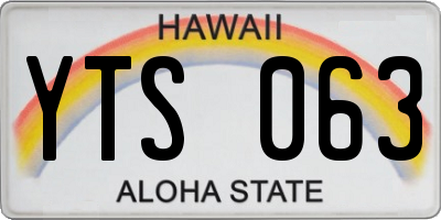 HI license plate YTS063
