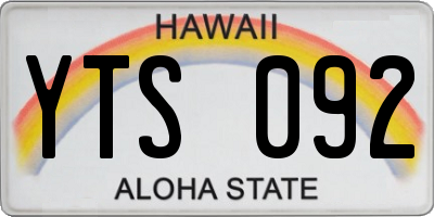 HI license plate YTS092