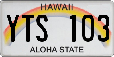 HI license plate YTS103