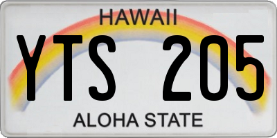 HI license plate YTS205