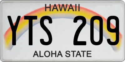 HI license plate YTS209