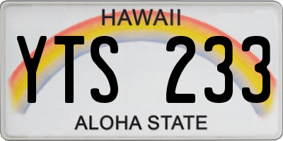 HI license plate YTS233
