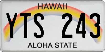 HI license plate YTS243