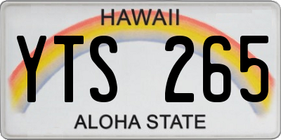 HI license plate YTS265