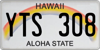 HI license plate YTS308