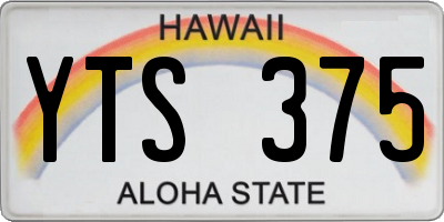 HI license plate YTS375