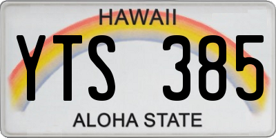 HI license plate YTS385