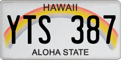 HI license plate YTS387